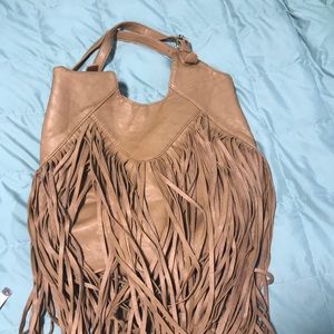 Shoulder bag with fringe tassels